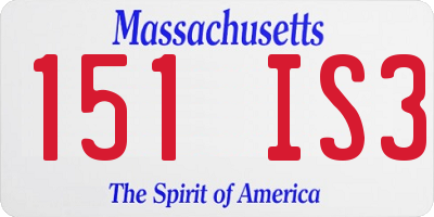 MA license plate 151IS3