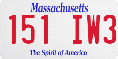 MA license plate 151IW3