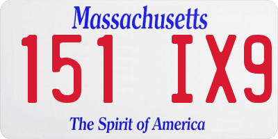 MA license plate 151IX9