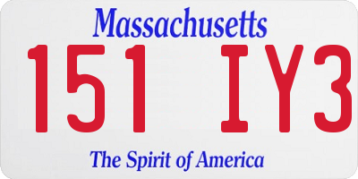 MA license plate 151IY3