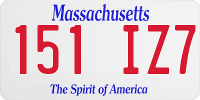 MA license plate 151IZ7