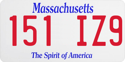 MA license plate 151IZ9