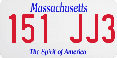 MA license plate 151JJ3
