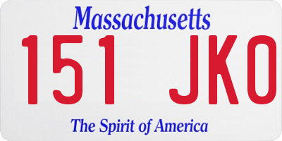 MA license plate 151JK0