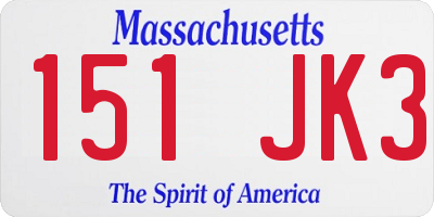 MA license plate 151JK3