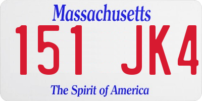 MA license plate 151JK4