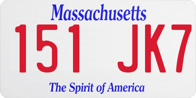 MA license plate 151JK7