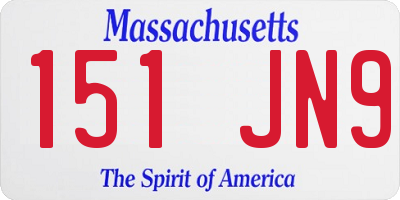 MA license plate 151JN9