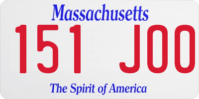 MA license plate 151JO0
