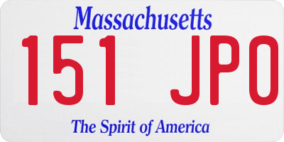 MA license plate 151JP0