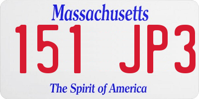 MA license plate 151JP3