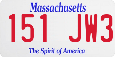 MA license plate 151JW3