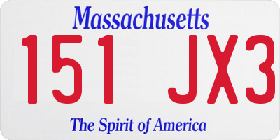 MA license plate 151JX3