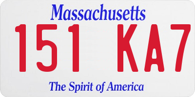 MA license plate 151KA7