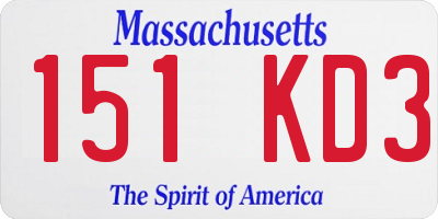 MA license plate 151KD3