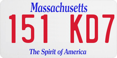 MA license plate 151KD7
