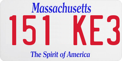 MA license plate 151KE3