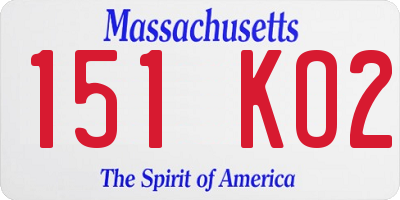 MA license plate 151KO2
