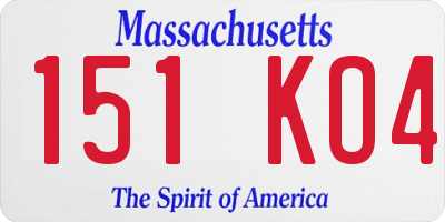 MA license plate 151KO4