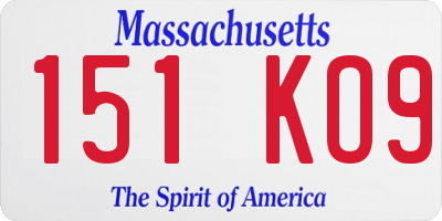 MA license plate 151KO9