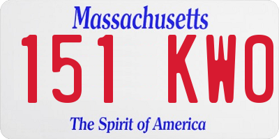 MA license plate 151KW0