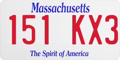 MA license plate 151KX3