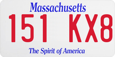 MA license plate 151KX8