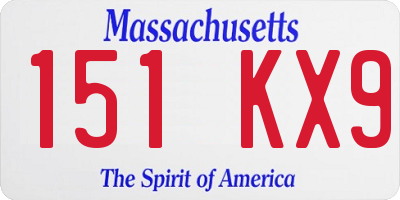 MA license plate 151KX9