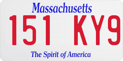 MA license plate 151KY9
