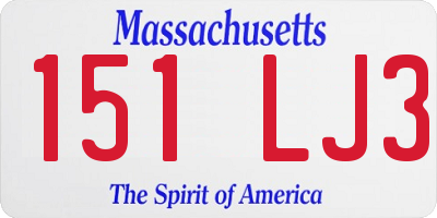 MA license plate 151LJ3