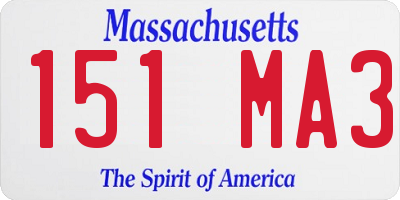MA license plate 151MA3