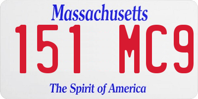 MA license plate 151MC9