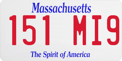 MA license plate 151MI9