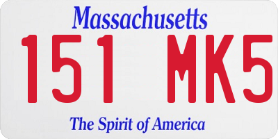 MA license plate 151MK5