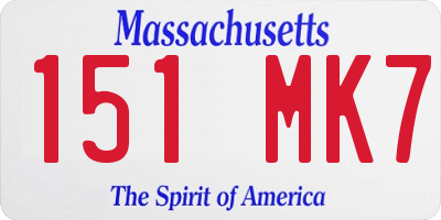 MA license plate 151MK7