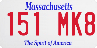 MA license plate 151MK8