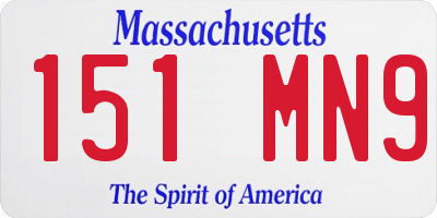 MA license plate 151MN9