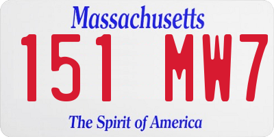 MA license plate 151MW7