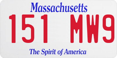 MA license plate 151MW9