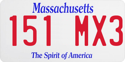 MA license plate 151MX3