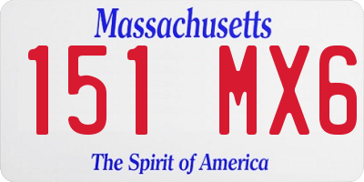 MA license plate 151MX6