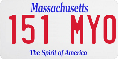 MA license plate 151MY0