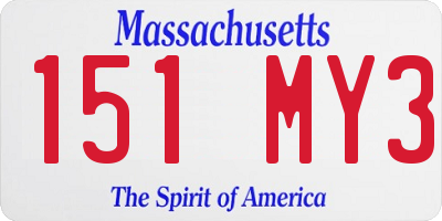 MA license plate 151MY3