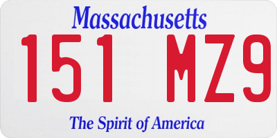 MA license plate 151MZ9