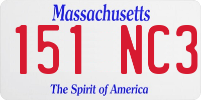 MA license plate 151NC3