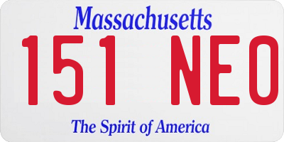 MA license plate 151NE0