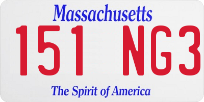 MA license plate 151NG3