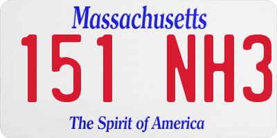 MA license plate 151NH3