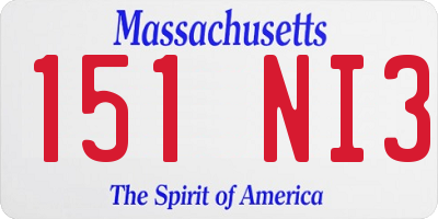 MA license plate 151NI3