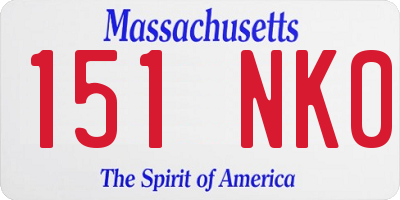 MA license plate 151NK0